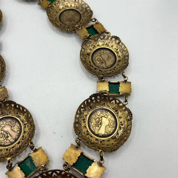 RARE Joseff Of Hollywood Necklace Asian Motif  Faux Chrysoprase 32” long - Picture 12 of 14